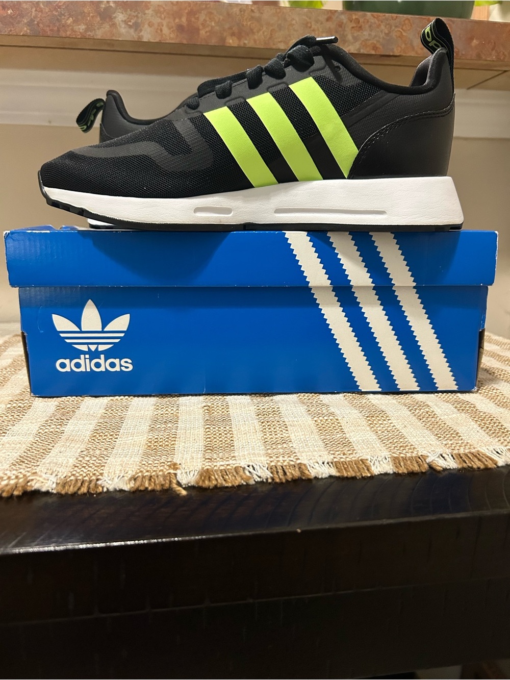 adidas Men’s Black & Neon Yellow Athletic Sneakers